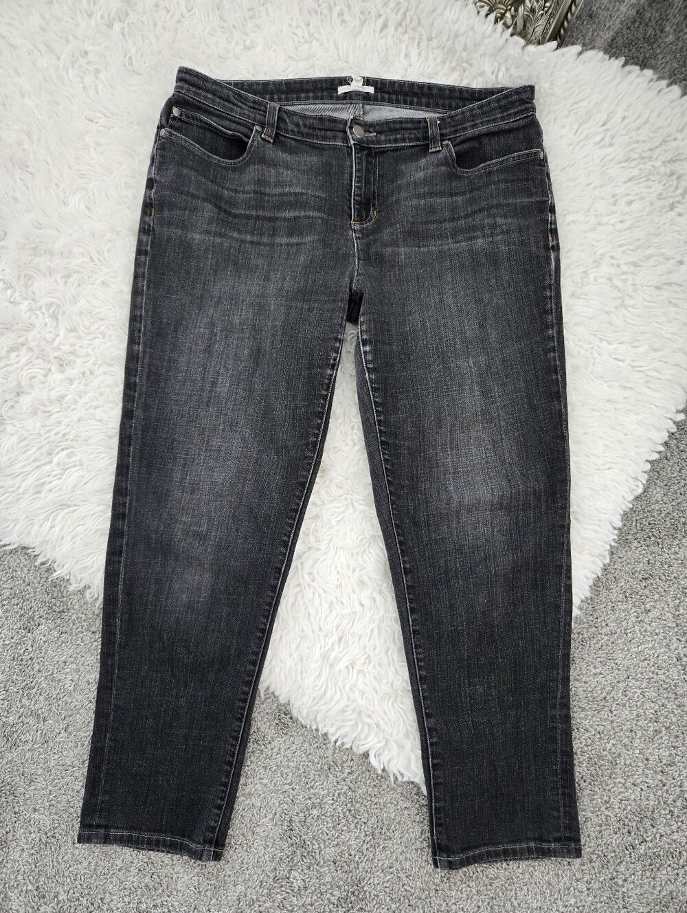 Eileen Fisher Organic Cotton Jeans. Washed black. Size 14P
